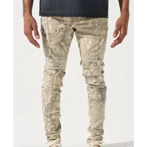 Serenede Sienna Fitted Jeans 42 Denim Faded Forest Camo Washed Out Tactical
